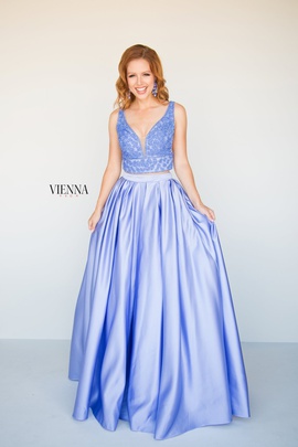 Style 7816 Vienna Blue Size 12 Backless Tall Height A-line Dress on Queenly
