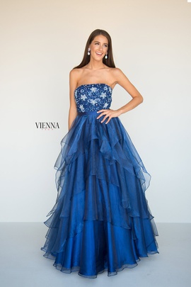 Style 7818 Vienna Blue Size 8 Tulle Tall Height A-line Dress on Queenly