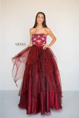 Style 7818 Vienna Red Size 4 Tall Height A-line Dress on Queenly