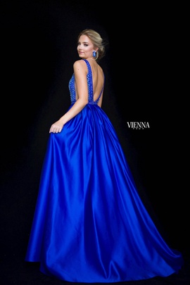 Style 7823 Vienna Blue Size 12 Backless Tall Height Ball gown on Queenly
