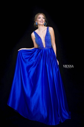 Style 7823 Vienna Blue Size 16 Backless Tall Height Ball gown on Queenly