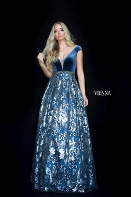 Style 7824 Vienna Blue Size 6 Backless Tall Height A-line Dress on Queenly