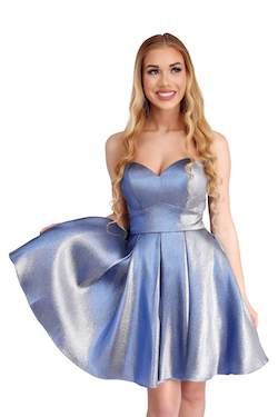 Style 65006 Vienna Blue Size 10 Mini Tall Height Cocktail Dress on Queenly