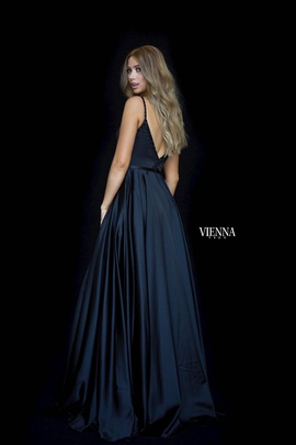 Style 7829 Vienna Black Size 0 Backless Tall Height Side slit Dress on Queenly