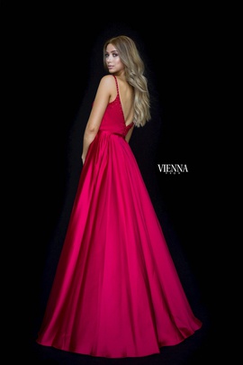Style 7829 Vienna Red Size 4 Backless Tall Height Side slit Dress on Queenly