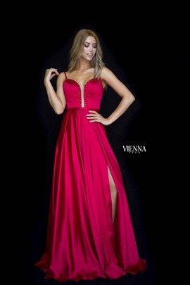 Style 7829 Vienna Red Size 8 Backless Tall Height Side slit Dress on Queenly