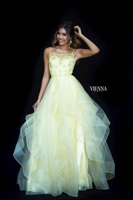 Style 7836 Vienna Yellow Size 00 Backless Tall Height Sheer Ball gown on Queenly
