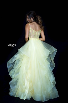 Style 7836 Vienna Yellow Size 8 Tall Height Sheer Ball gown on Queenly