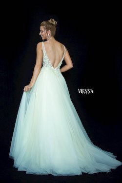Style 7838 Vienna Yellow Size 6 Backless Sheer Lace Ball gown on Queenly
