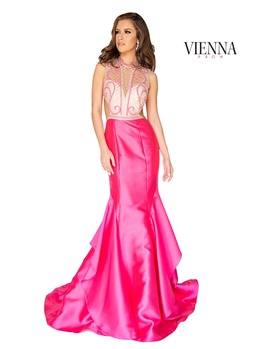 Style 8255 Vienna Pink Size 4 Tall Height Sheer Mermaid Dress on Queenly