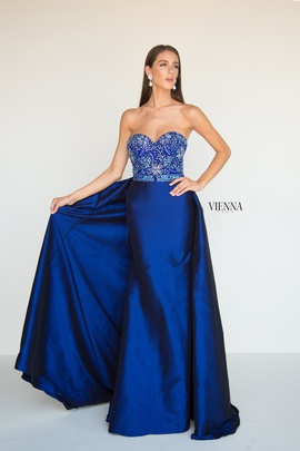 Style 8287 Vienna Blue Size 6 Backless Tall Height Train Dress on Queenly