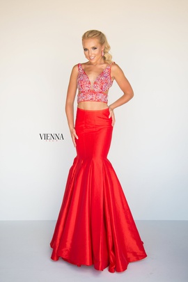 Style 8292 Vienna Red Size 2 Jewelled Tall Height Mermaid Dress on Queenly