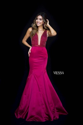 Style 8295 Vienna Red Size 10 Pageant Backless Tall Height Mermaid Dress on Queenly