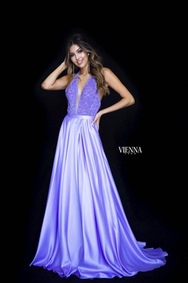 Style 8308 Vienna Purple Size 6 Backless Tall Height Side slit Dress on Queenly