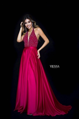Style 8308 Vienna Red Size 00 Backless Tall Height Side slit Dress on Queenly