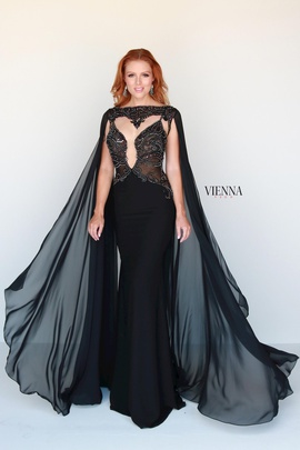 Style 9933 Vienna Black Size 2 Pageant Backless Tall Height Straight Dress on Queenly