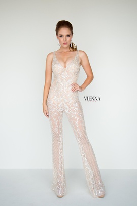 Style 9935 Vienna White Size 00 Backless Tall Height Lace Romper/Jumpsuit Dress on Queenly