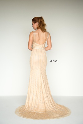 Style 9936 Vienna Gold Size 2 Backless Train Tall Height Mermaid Dress on Queenly