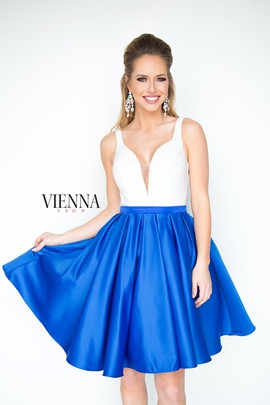 Style 6093 Vienna Blue Size 6 Tall Height Cocktail Dress on Queenly
