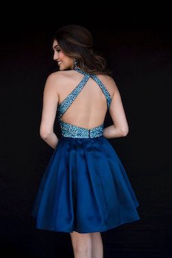 Style 6094 Vienna Blue Size 14 Tall Height Cocktail Dress on Queenly