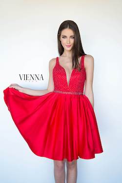 Style 6096 Vienna Red Size 4 Tall Height Cocktail Dress on Queenly