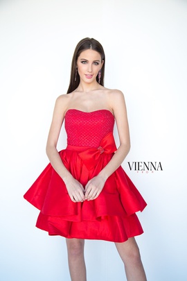 Style 6100 Vienna Red Size 6 Belt Tall Height Cocktail Dress on Queenly