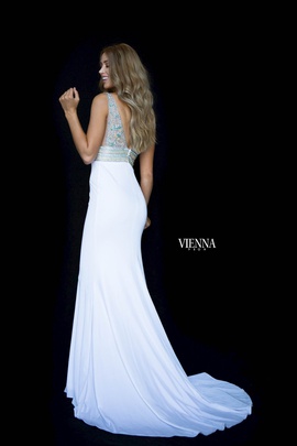 Style 8448 Vienna White Size 0 Backless Tall Height Train Dress on Queenly
