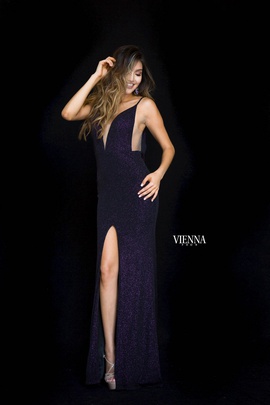 Style 8455 Vienna Purple Size 10 Backless Tall Height Side slit Dress on Queenly