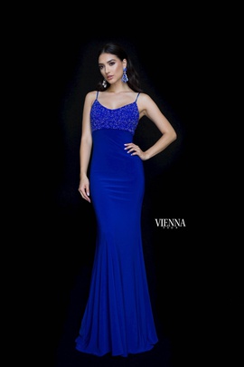 Style 8466 Vienna Blue Size 0 Backless Tall Height Mermaid Dress on Queenly