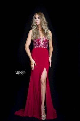 Style 8469 Vienna Red Size 8 Sweetheart Tall Height Side slit Dress on Queenly