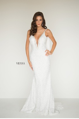 Style 8515 Vienna White Size 10 Backless Tall Height Mermaid Dress on Queenly