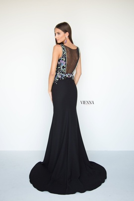 Style 9956 Vienna Black Size 6 Jewelled Pageant Sheer Tall Height Mermaid Dress on Queenly