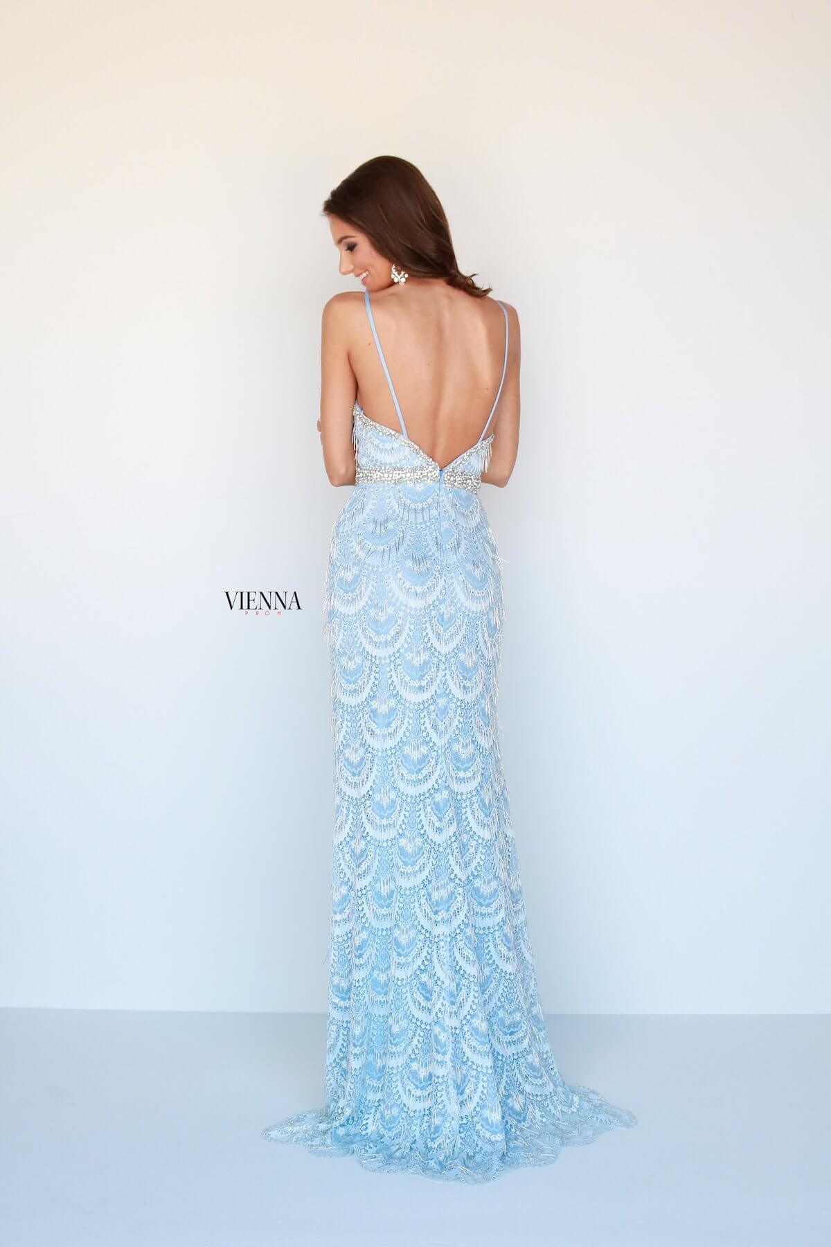 Style 9957 Vienna Blue Size 2 Backless Tall Height Straight Dress on Queenly