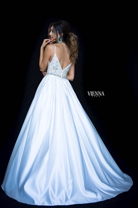 Style 9983 Vienna White Size 4 Backless Tall Height Ball gown on Queenly