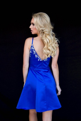 Style 6116 Vienna Blue Size 4 Tall Height Cocktail Dress on Queenly