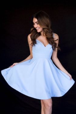 Style 6117 Vienna Blue Size 4 Tall Height Cocktail Dress on Queenly