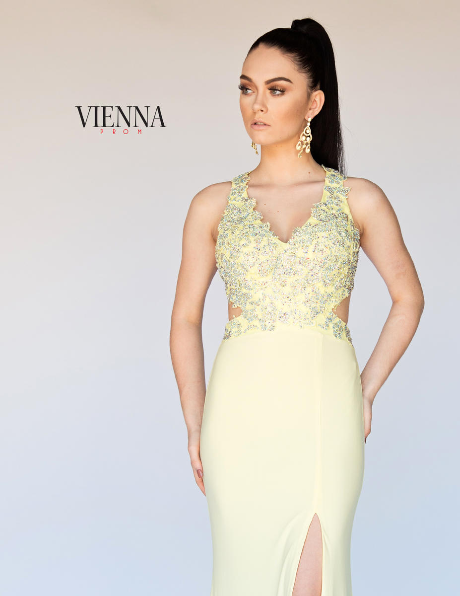 Style 8406 Vienna Yellow Size 4 Tall Height Train Dress on Queenly