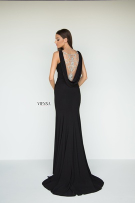 Style 8440 Vienna Black Size 6 Backless Tall Height Side slit Dress on Queenly