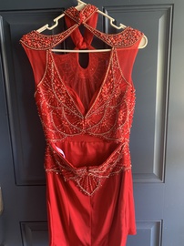 Tony Bowls Red Size 4 High Neck Jewelled Pageant Straight Dress on Queenly