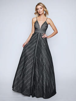 Style 1438 Nina Canacci Black Size 12 Plunge Tall Height A-line Dress on Queenly