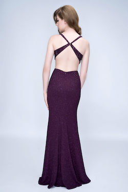 Style 1452 Nina Canacci Purple Size 00 Backless Tall Height Straight Dress on Queenly