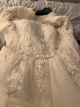 Custom made White Size 4 Long Sleeve Ball gown on Queenly