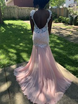 Mac Duggal Pink Size 10 Prom Backless Side slit Dress on Queenly