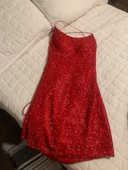 Sherri Hill Red Size 6 Jewelled Homecoming Short Height Straight Dress on Queenly