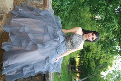 Sherri Hill Silver Size 0 Short Height Ball gown on Queenly