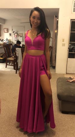La Femme Pink Size 4 Floor Length Sorority Formal Mini Prom Train Dress on Queenly