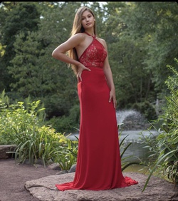Sherri Hill Red Size 0 Prom Halter Straight Dress on Queenly