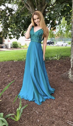 Sherri Hill Blue Size 0 Prom A-line Dress on Queenly