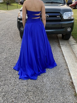 Mac Duggal Blue Size 8 Cut Out Prom Halter Ball gown on Queenly
