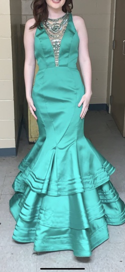 Rachel Allan Green Size 6 Pageant Short Height Mermaid Dress on Queenly